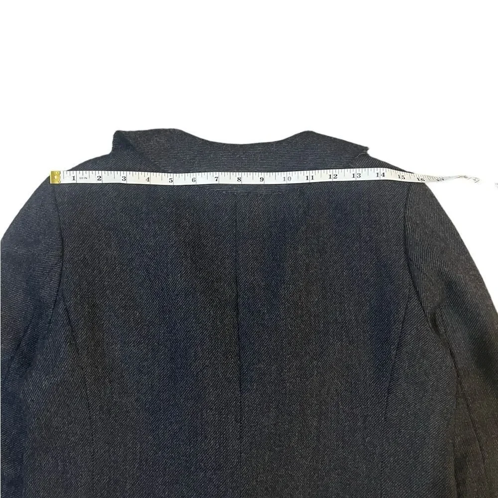 J Crew 100% Wool Blazer Ruffle Edge Gray Womens 8